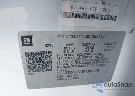2018 Chevrolet Malibu Lt z USA, uszkodzony, nr VIN 1G1ZD5ST7JF189575